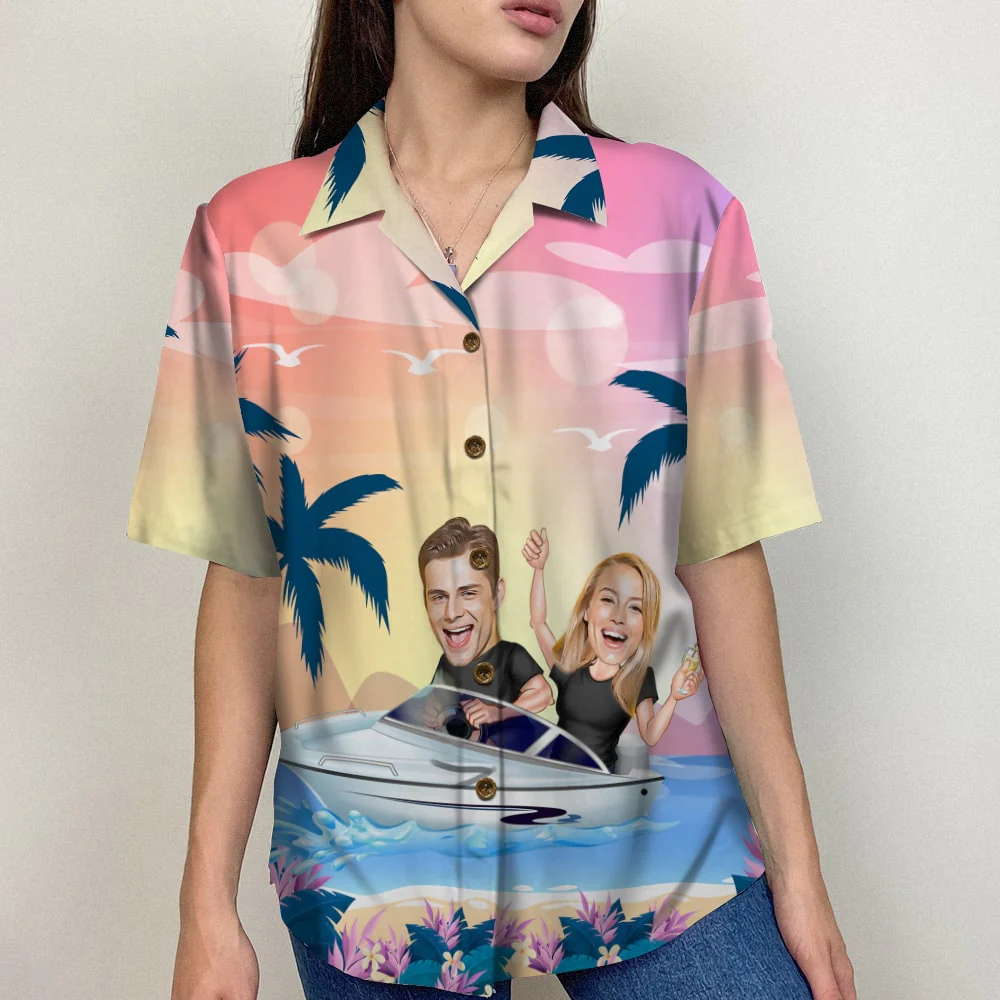 Custom Couple Hawaiian Shirt And Men Beach Shorts, Gift For Couple HO4210