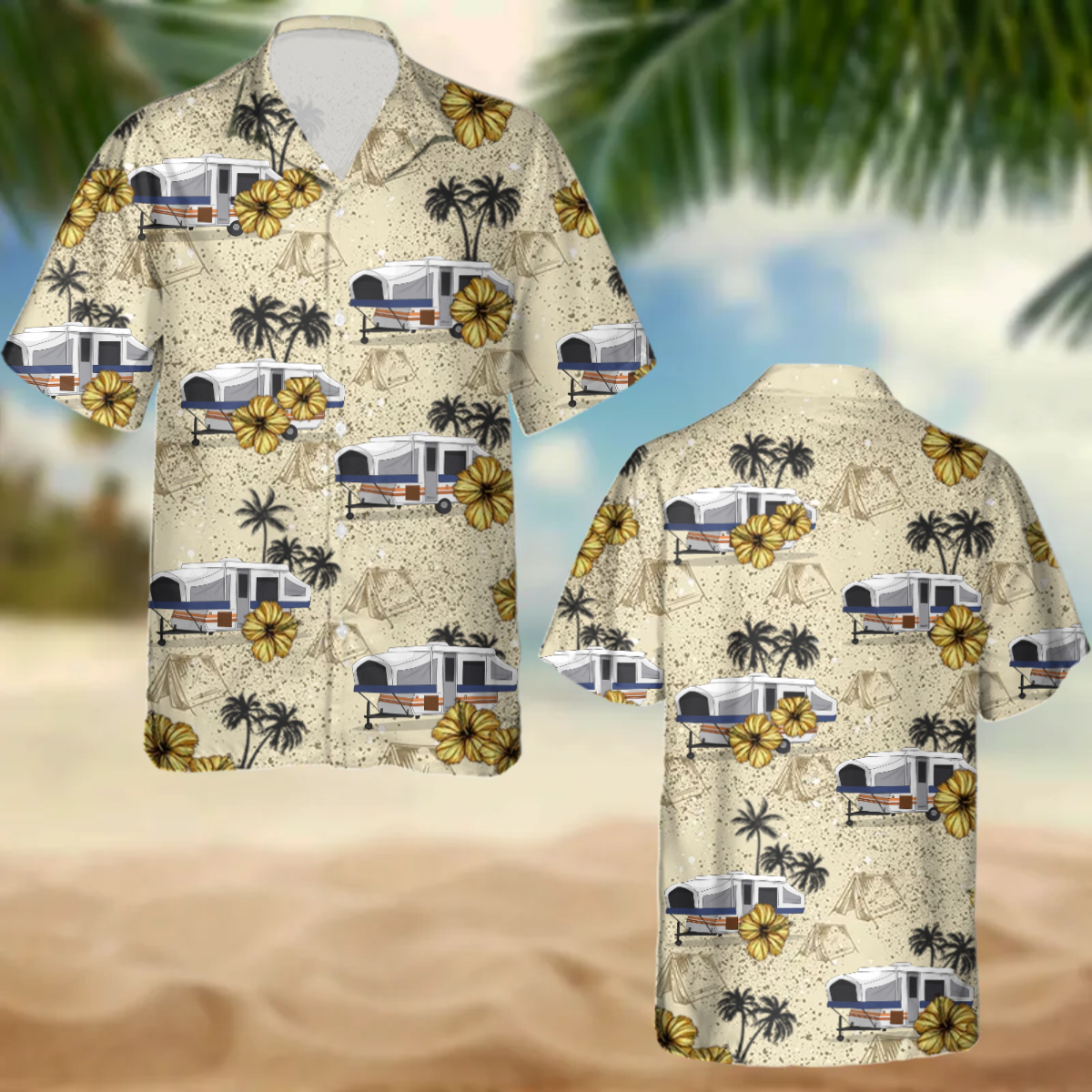 Upload Photo RV Camping Hawaiian Shirt, Idea Shirt for Summer, Camping Hawaiian Shirt for Men, Women HO0335