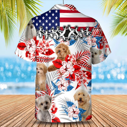 Maltipoo American flag Hawaiian Shirt, Summer aloha shirt, Men Hawaiian shirt, Gift for summer HO0804