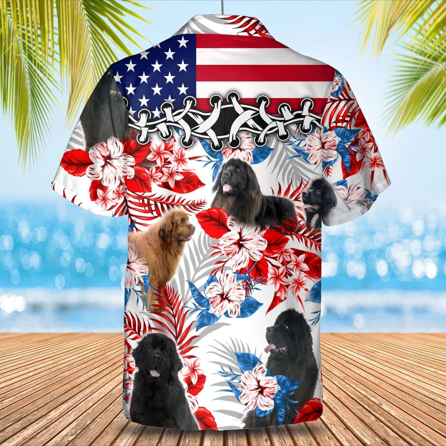 Newfoundland flower American flag Hawaiian Shirt, Summer aloha shirt, Men Hawaiian shirt, Gift for summer HO0805
