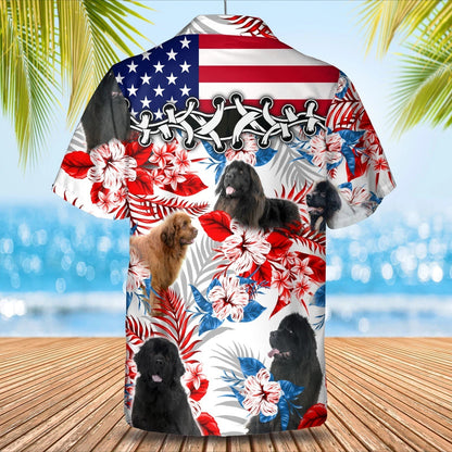 Newfoundland flower American flag Hawaiian Shirt, Summer aloha shirt, Men Hawaiian shirt, Gift for summer HO0805
