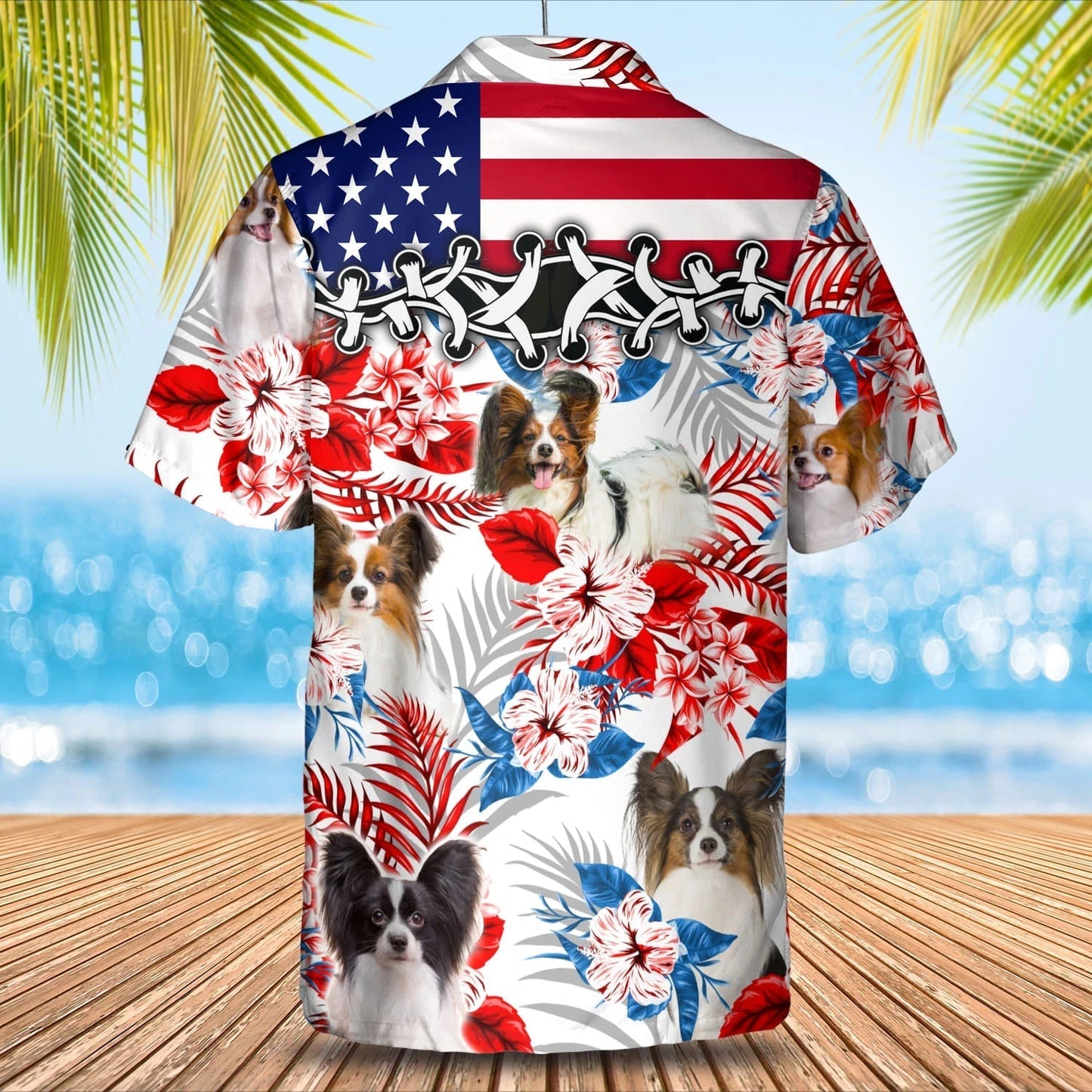 Papillon flower American flag Hawaiian Shirt, Summer aloha shirt, Men Hawaiian shirt, Gift for summer HO0806
