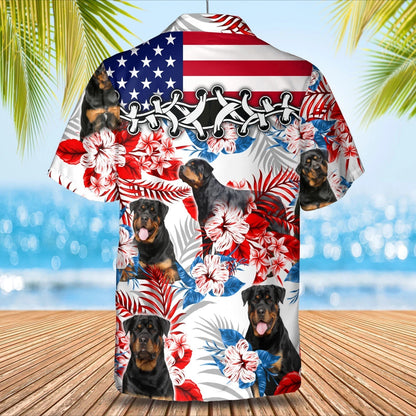 Rottweiler flower american Hawaiian Shirt, Summer aloha shirt, Men Hawaiian shirt, Women Hawaiian shirt HO0813