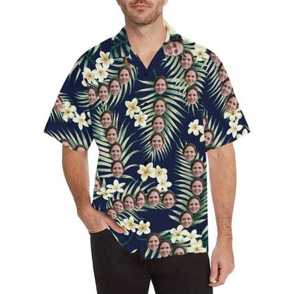 Custom Hawaiian Shirt with Face Best Couple Gift Flower Parrot Face Shirt Personalized Hawaiian Shirts Birthday Party Gift HO4348