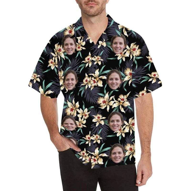 Custom Hawaiian Shirt with Face Best Couple Gift Flower Parrot Face Shirt Personalized Hawaiian Shirts Birthday Party Gift HO4348