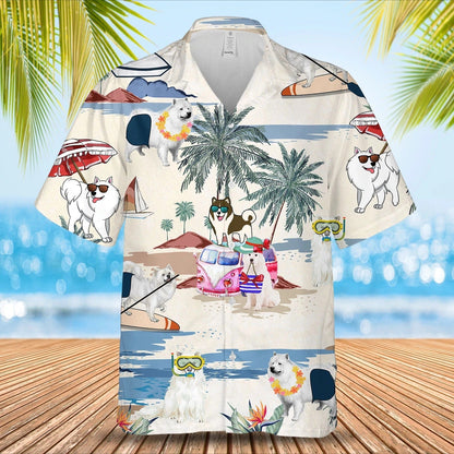 Canadian Eskimo Dog Summer Beach Hawaiian Shirt, Short Sleeve Dog Aloha Beach Shirt For Men And Woman HO4902