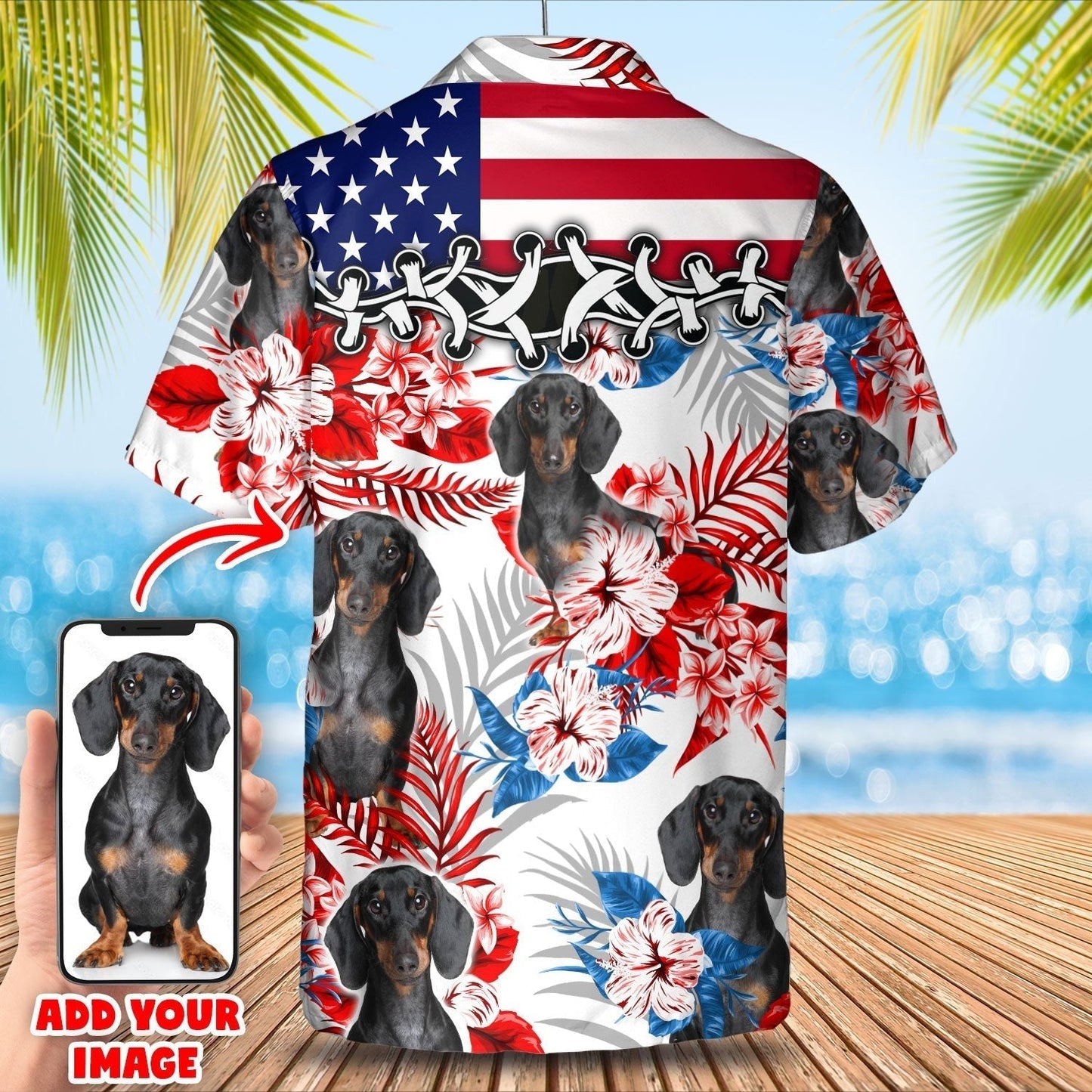 Pet Custom Photo American Flag Hawaiian Shirt, Custom Dog Cat Picture In Hawaii Aloha Beach Shirts HO0369