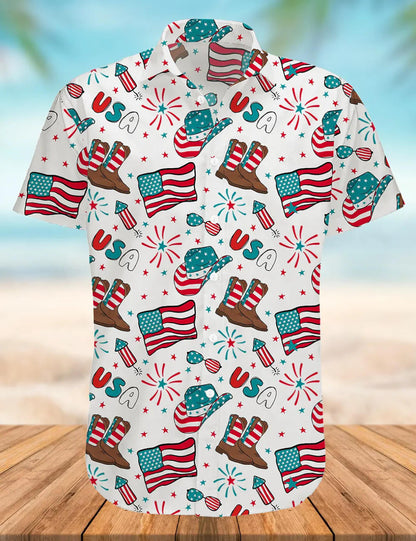 4th Of July Western Hawaiian Shirt for men and women HO3207