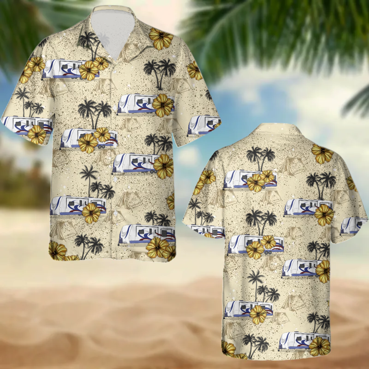 Upload Photo RV Camping Hawaiian Shirt, Idea Shirt for Summer, Camping Hawaiian Shirt for Men, Women HO0335
