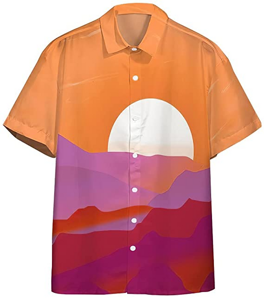 Lesbian Pride Sunrise Hawaiian Shirt, Hawaiian Pocket Shirt Unisex Full Print For Tropical Summer Holiday Vacation Full Size HO4654
