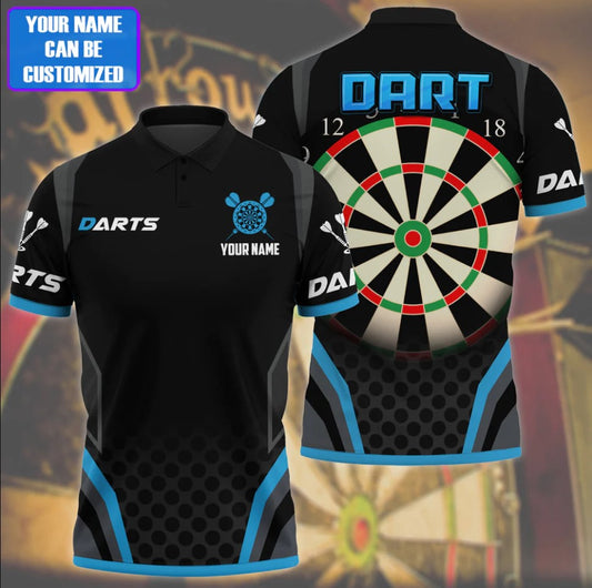 Lasfour Dart Personalized 3D All Over Printed Blue And Black Sport Shirt DMA0417
