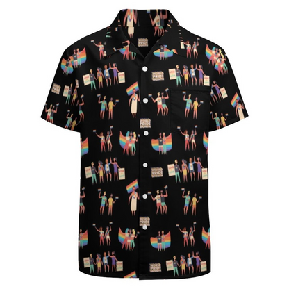 Love Is Love Lgbt Pride Month Pattern Hawaiian Vintage Shirt Mens Button Down Plus Size Tropical Hawaii Beach Shirts HO0346