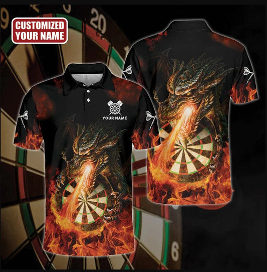 Lasfour Dart Personalized 3D All Over Printed Fire Dragon Dart Shirt DMA0411