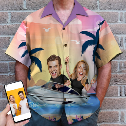 Custom Couple Hawaiian Shirt And Men Beach Shorts, Gift For Couple HO4210