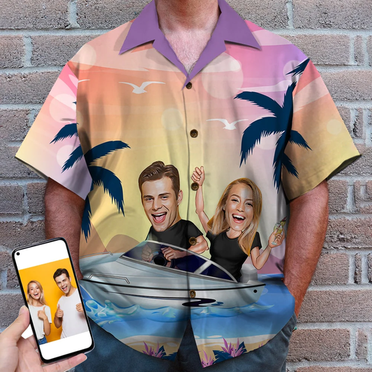 Custom Couple Hawaiian Shirt And Men Beach Shorts, Gift For Couple HO4210