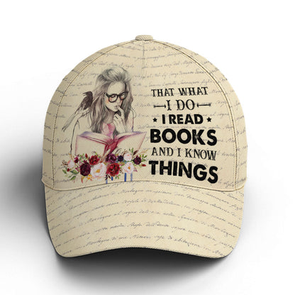 Vintage Books Read Books And Know Things Baseball Cap Lasfour CO0913