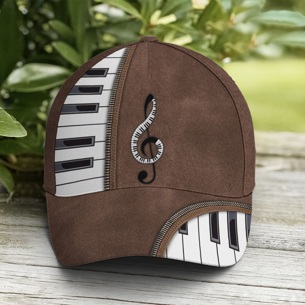 Piano Treble Clef Classic Leather Baseball Cap Lasfour CO0890