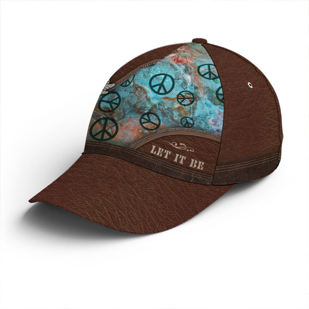 Hippie Let It Be Dragonfly Leather Style Baseball Cap Lasfour CO0702