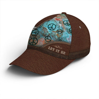 Hippie Let It Be Dragonfly Leather Style Baseball Cap Lasfour CO0702