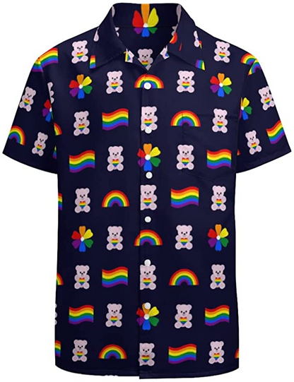 Bear Pride Hawaiian Shirt, Rainbow Pride Hawaii Tshirt, Aloha Lgbtq Beaach Pride Hawaiian Shirt HO4650