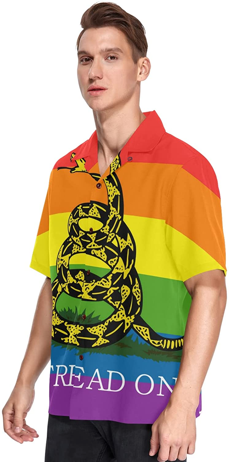 Lgbt Rainbow Rattlesnake Men'S Hawaiian Shirt Short Sleeves Button Down Aloha Shirts Beach Lgbtq HO4544
