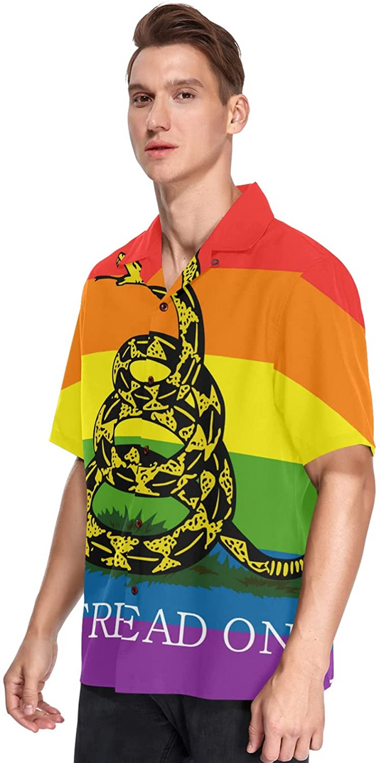 Lgbt Rainbow Rattlesnake Men'S Hawaiian Shirt Short Sleeves Button Down Aloha Shirts Beach Lgbtq HO4544
