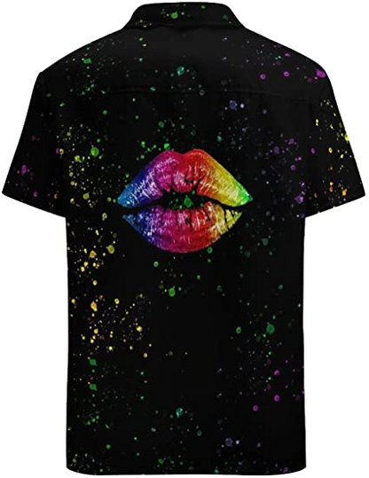 Pride Rainbow Lips Hawaiian T Shirt, Gaymer Hawaiian Shirt, Lesbian Hawaii T Shirt HO4527