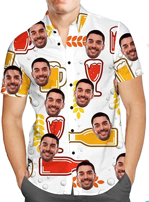 Custom Hawaiian Tropical Shirt for Men Personalized Face Hawaiian Shirts for Men, Beer Shirt HO4214