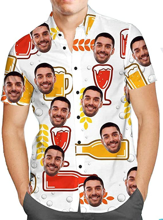 Custom Hawaiian Tropical Shirt for Men Personalized Face Hawaiian Shirts for Men, Beer Shirt HO4214
