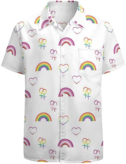 Lgbtq Hawaiian Shirt, Pride Month Rainbow Lgbt Print Summer Hawaiian Shirts Beach Shirts Gift HO4531