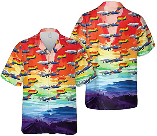 Airlines Fly With Pride Pattern Hawaiian Shirt, Hawaiian Pocket Shirt Unisex Full Print For Lgbtq HO4529