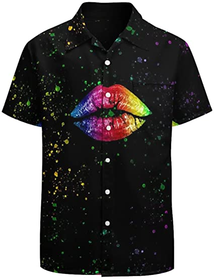 Pride Rainbow Lips Hawaiian T Shirt, Gaymer Hawaiian Shirt, Lesbian Hawaii T Shirt HO4527