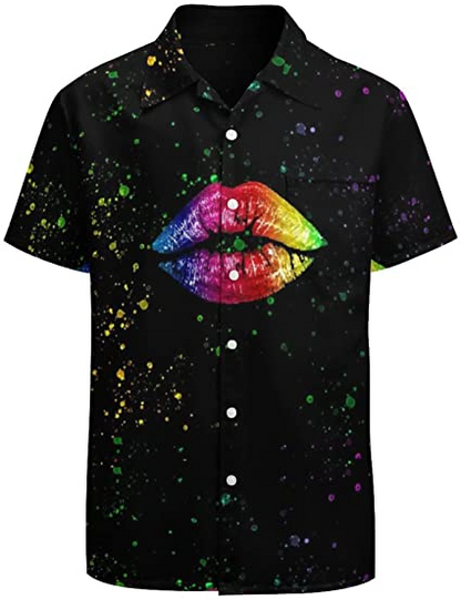 Pride Rainbow Lips Hawaiian T Shirt, Gaymer Hawaiian Shirt, Lesbian Hawaii T Shirt HO4527