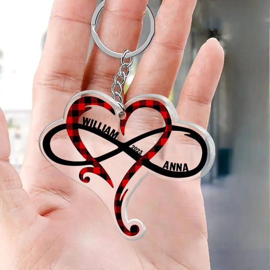 Custom Personalized Couple Heart Acrylic Keychain - Gift Idea For Couple KO0030