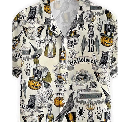 Trickery Halloween Summer Clothes Hawaiian Shirt, Button Up Aloha Shirt For Men, Women HO0846