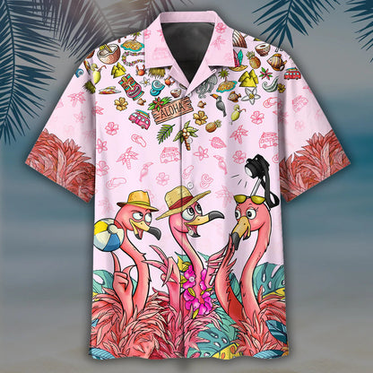 Summer Flammingo beach hippie Hawaiian shirt HO1423