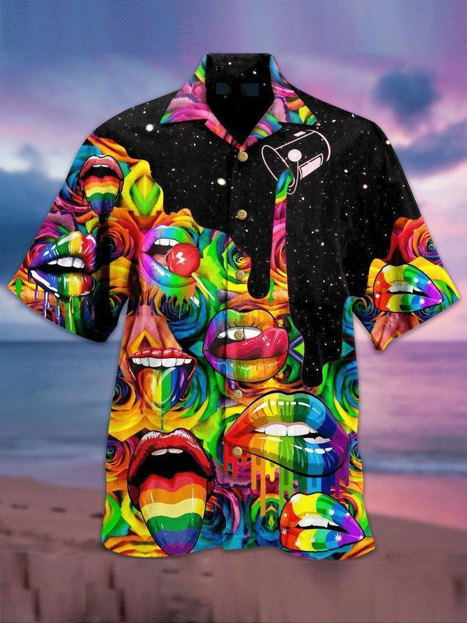 LGBT Hawaiian Shirt LGBT Rainbow Color Mouths Candy Graphic Design Hawaii Aloha Shirt HO5502