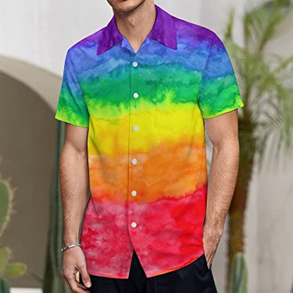 Rainbow Color Hawaiian Shirt, Hawaii Shirt For Gaymer, Lesbian Rainbow Hawaiian 3D T Shirt HO4642