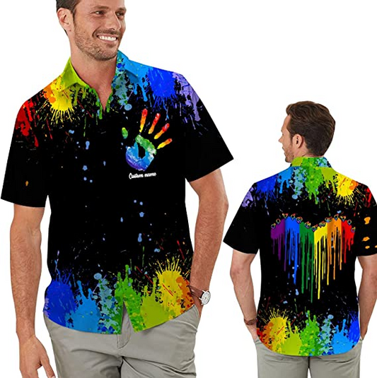 Personalized Rainbow Paint Color Lgbt Men Aloha Hawaiian Gay Lesbian Bisexual Transgender Shirt For Lgbtq In Pride Month HO4539