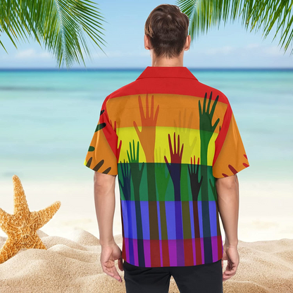 Lgbt Rainbow Flag Men'S Hawaiian Shirt, Pride Ally Hawaii Shirt, Ally Pride Hawaiian 3D Shirt HO4526