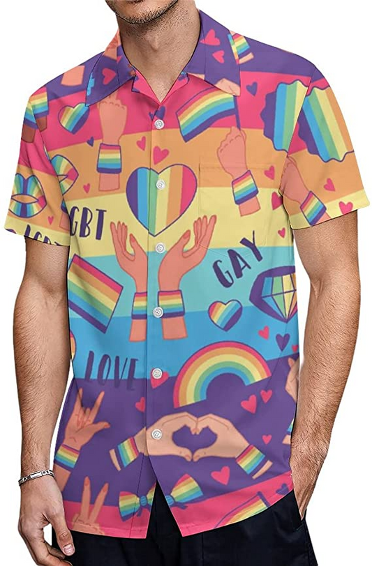 Gay Pride Hawaiian Shirt, Gay Hawaiian Shirt, Gift For Gay Man. Gift For Couple Gaymer HO4638