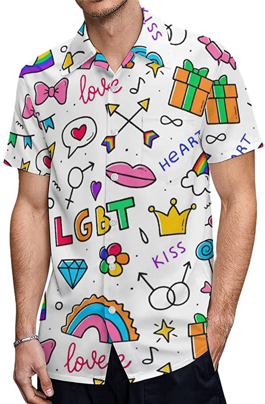 Pride Rainbow Lips Hawaiian T Shirt, Trans Pride Hawaii 3D Shirt For Pride Month, Transgender Pride Shirts HO4516