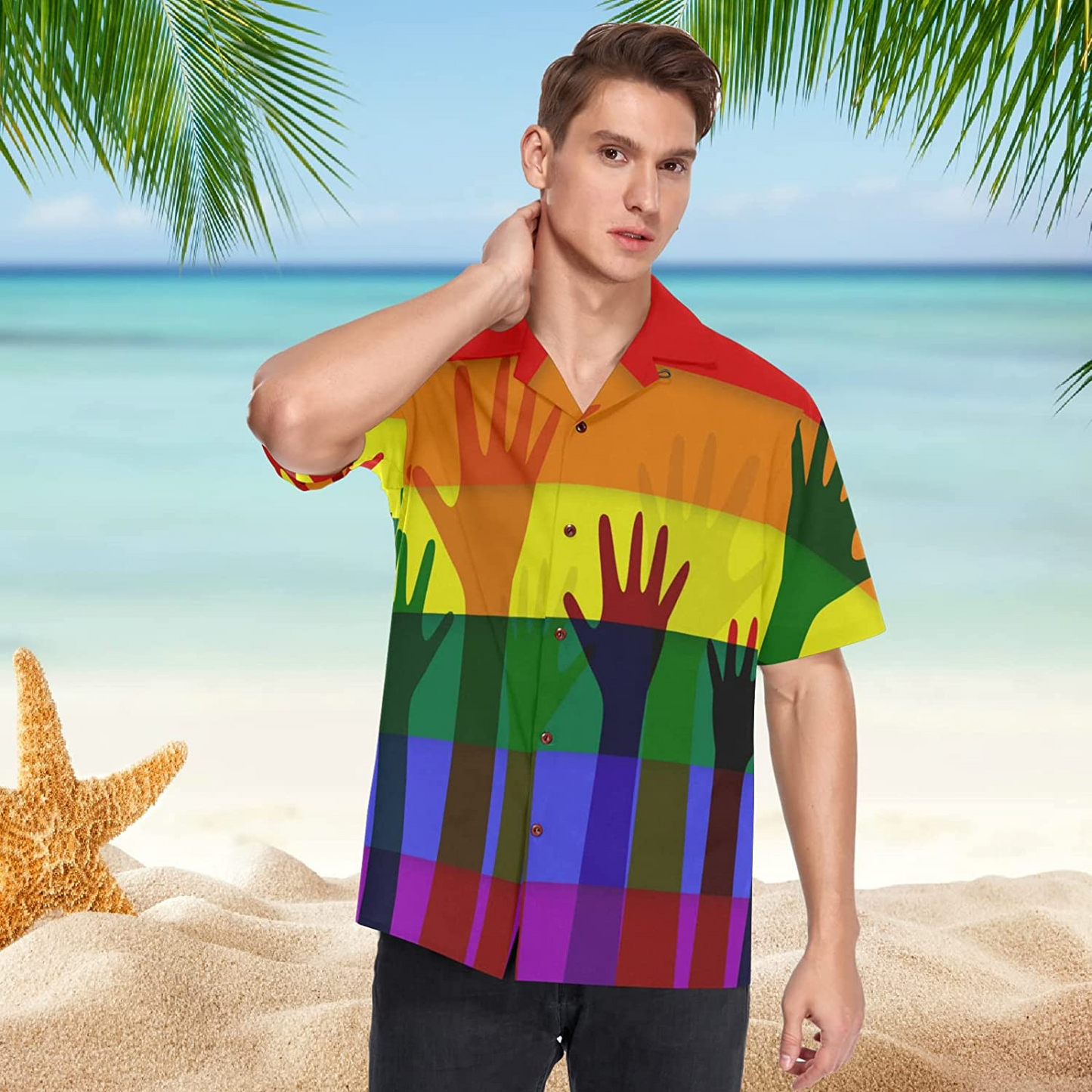 Lgbt Rainbow Flag Men'S Hawaiian Shirt, Pride Ally Hawaii Shirt, Ally Pride Hawaiian 3D Shirt HO4526