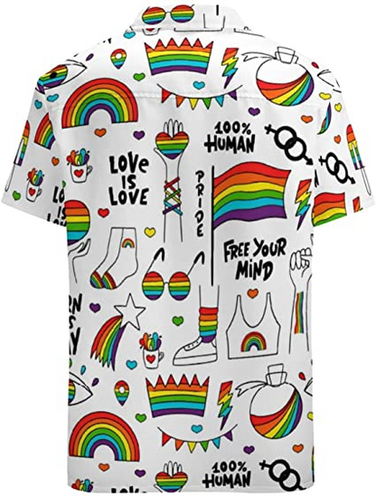 Gay Pride Hawaiian Shirt, Love Is Love Hawaii Shirt For Lesbian, Free Your Mind, Human Right Rainbow Hawaiian Shirt HO4647