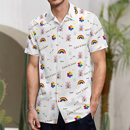 Love Is Love Hawaii T Shirt For Gay Men, Gift To Couple Gaymer, Rainbow Pride Hawaiian Shirts HO4541