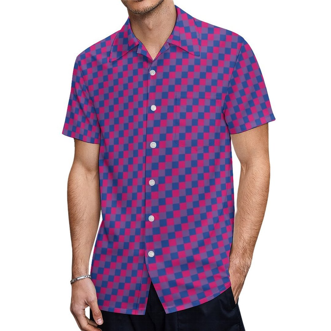 Bisexual Flag Pixels Lgbt Pride Gaymer Hawaiian Vintage Shirt Mens Button Down Plus Size Tropical Hawaii Beach Shirts HO4605