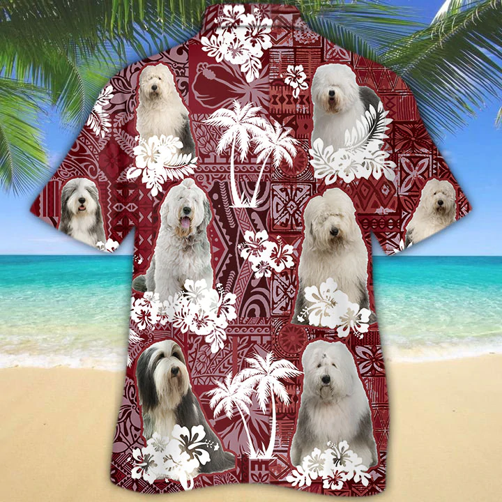 Old English Sheepdog Hawaiian Shirt, Gift for Dog Lover Shirts, Men's Hawaiian shirt, Summer Hawaiian Aloha Shirt HO1210