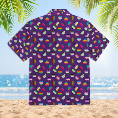 Bisexual Beach Hawaiian Full Print Shirt, Hawaii Shirt For Trans Queer, Men Hawaiian 3D Shirt For Gay Transgender Bi Gift HO4655