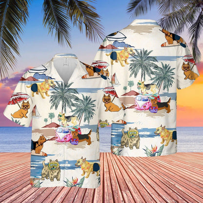 Norwich Terrier Summer Beach Hawaiian Shirt, Short Sleeve Dog Full Print Aloha Beach Shirt For Dog Lovers HO4913