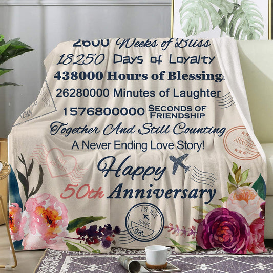 Gifts For 50Th Anniversary Blanket 50Th Golden Wedding Anniversary Couple Gifts For Dad Mom Grandparents 50 Years Of Marriage Throw Blankets Gift For Husband Wife MI0409